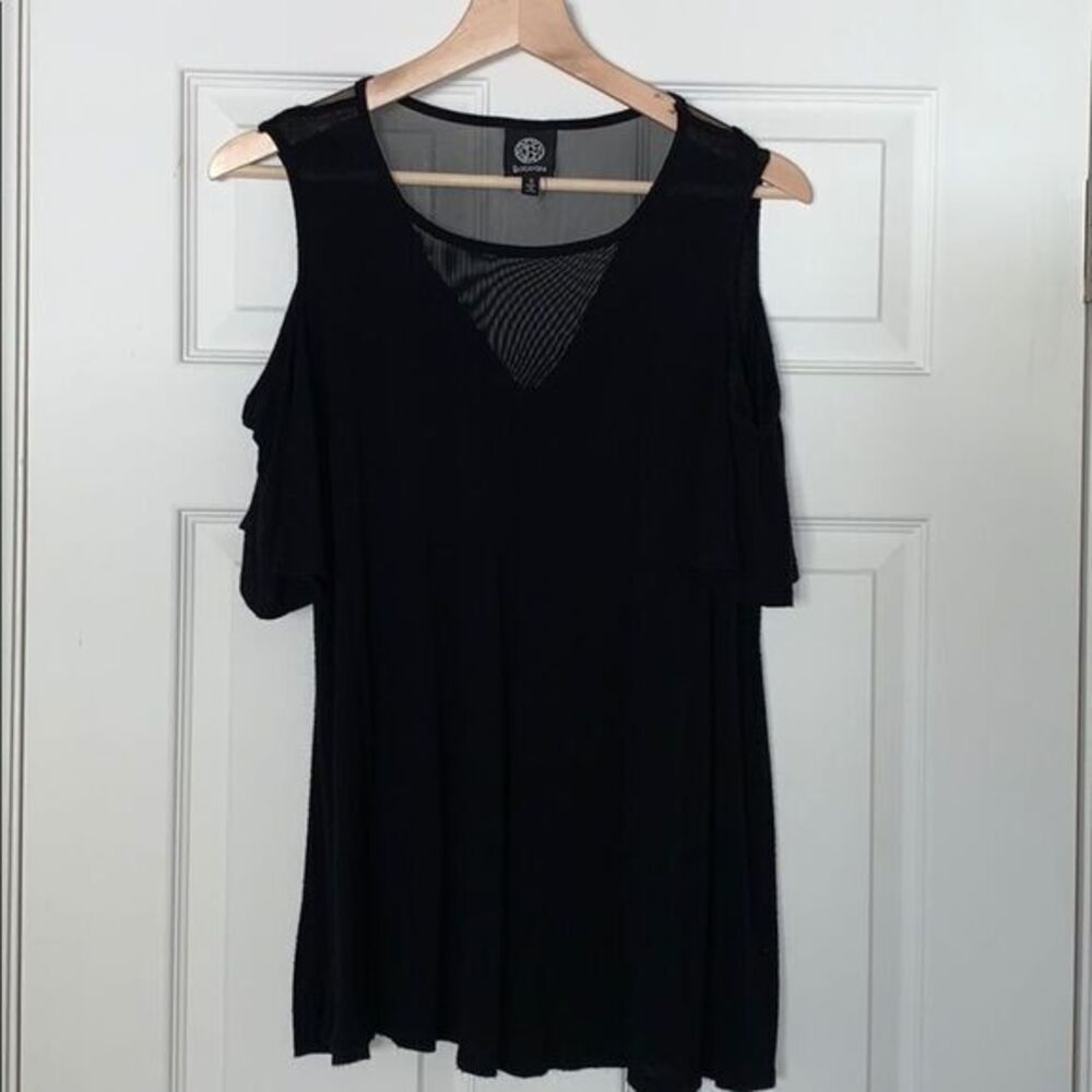 Cut- Out Shoulder Black Shirt